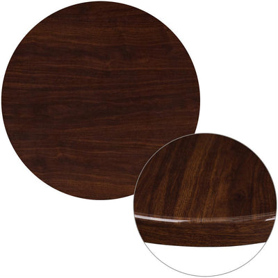 30 in. Round High-Gloss Walnut Resin Table Top with 2 in. Thick Drop-Lip - Super Arbor