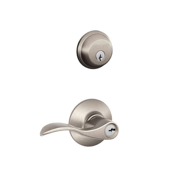 Accent Satin Nickel Single Cylinder Deadbolt and Entry Door Lever Combo Pack - Super Arbor