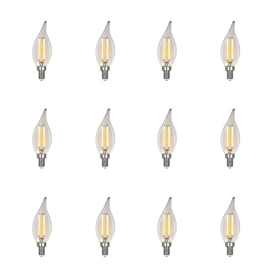 Feit Electric 40-Watt Equivalent CA10 E12 Candelabra Clear Glass Vintage Edison LED Light Bulb with Filament Bright White (12-Pack) - Super Arbor