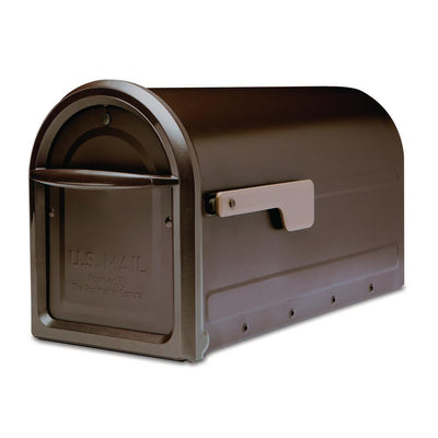 Mapleton Post Mount Mailbox Rubbed Bronze with Premium Champagne Flag - Super Arbor