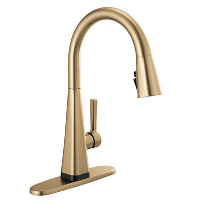 Lenta Touch Single-Handle Pull-Down Sprayer Kitchen Faucet with ShieldSpray Technology in Champagne Bronze - Super Arbor