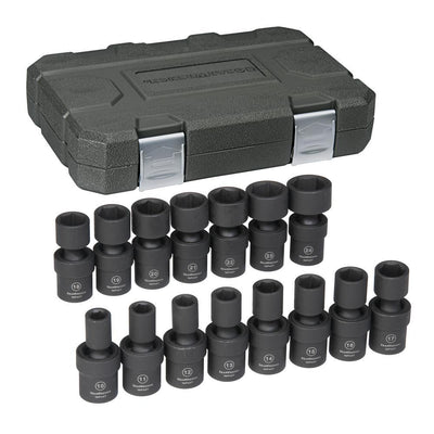 1/2 in. Drive Metric Impact Universal Socket Set (15-Piece) - Super Arbor