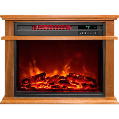 31 in. Freestanding Electric Fireplace Heater in Light Brown - Super Arbor