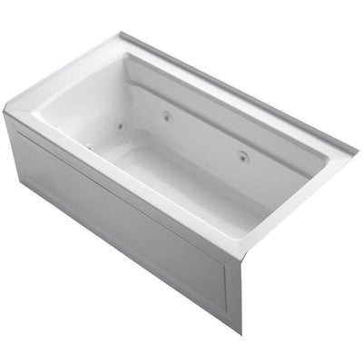 Archer 5 ft. Acrylic Right Drain Rectangular Alcove Whirlpool Bathtub in White - Super Arbor