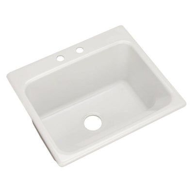 Kensington Drop-In Acrylic 25 in. 2-Hole Single Bowl Utility Sink in White - Super Arbor