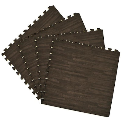 Achim Interlocking Foam Tiles 4-Pack 24-in x 24-in Charcoal Wood Foam Tile Multipurpose Flooring