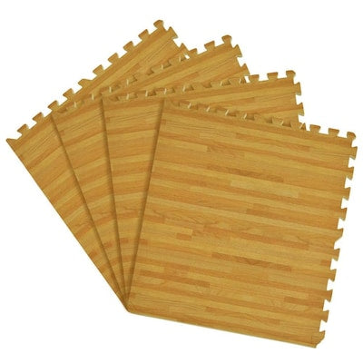 Achim Interlocking Foam Tiles 4-Pack 24-in x 24-in Pine Wood Foam Tile Multipurpose Flooring
