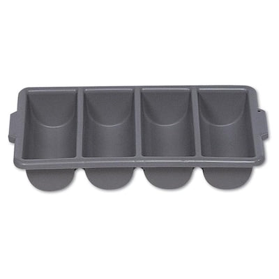 Rubbermaid Commercial Products Cutlery Bin, 4 Compartments, Plastic, Gray