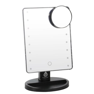 Pursonic Pursonic LED Dimmable Touch Vanity Makeup Mirror with Detachable 5X Mirror in Black