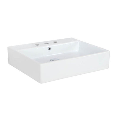 WS Bath Collections Simple 60.50A Wall Mount / Vessel Bathroom Sink in Ceramic White with 3 Faucet Holes - Super Arbor