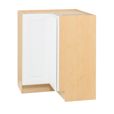 Hampton Assembled 28.5x34.5x16.5 in. Lazy Susan Corner Base Kitchen Cabinet in Satin White - Super Arbor