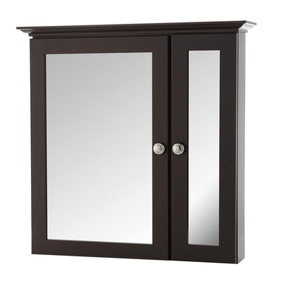 24-3/4 in. W x 24-5/8 in. H Fog Free Framed Surface-Mount Bi-View Bathroom Medicine Cabinet in Java - Super Arbor