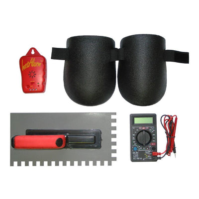 ThermoSoft Floor Heating System Installation Tool Kit with 1/2 in. x 3/8 in. Plastic Trowel, Multimeter, Monitor, Knee Pads - Super Arbor
