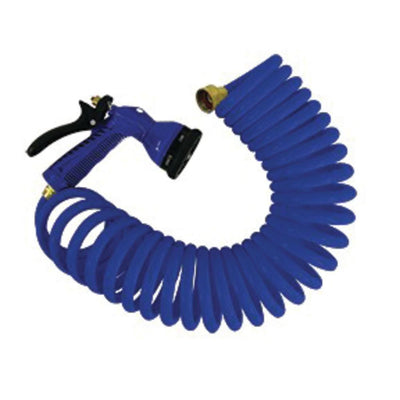 Whitecap 15 ft. Blue Coiled Hose with Adjustable Nozzle - Super Arbor
