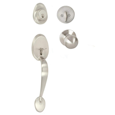 Tralee Satin Nickel Single Cylinder Deadbolt Entry Door Handleset - Super Arbor