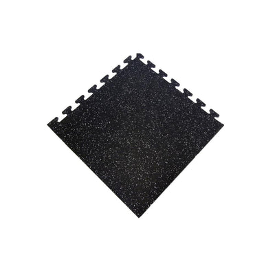 Black with Gray Speck 24 in. x 24 in. Finished Corner Recycled Rubber Floor Tile (16 sq. ft./ case)