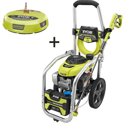 RYOBI 3300 PSI 2.3 GPM Honda GCV190 Gas Pressure Washer with Idle Down and 15 in. Surface Cleaner - Super Arbor