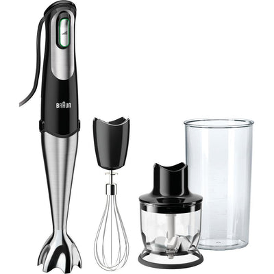 MultiQuick 7 MQ725 SmartSpeed Black Stainless Steel Immersion Hand Blender with Chopper - Super Arbor