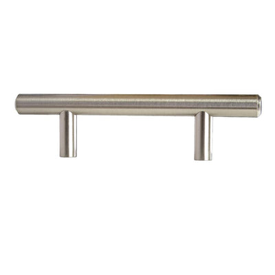 3 in. (76.2 mm) Center-to-Center Satin Nickel Modern Straight Euro Style Bar Cabinet Pull (25-Pack) - Super Arbor