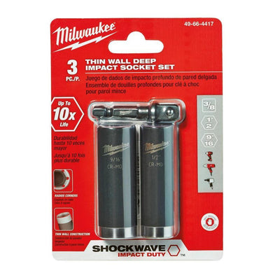 3/8 in. Drive Shockwave Impact Duty Deep Well Socket Set (3-Pack) - Super Arbor