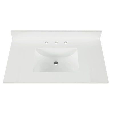 43 in. W x 22 in. D x 0.75 in. H Quartz Vanity Top in Snow White with White Basin - Super Arbor