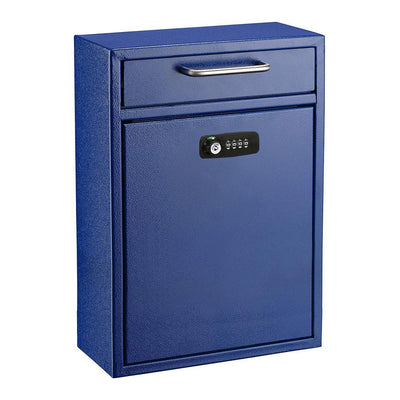 Blue Large Drop Box Wall Mounted Locking Mail Box with Key and Combination lock - Super Arbor