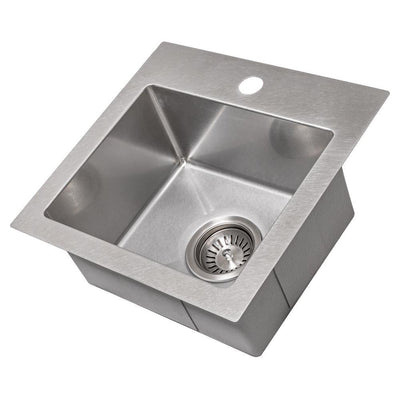 Pro 15 in. Topmount Single Bowl Bar Kitchen Sink in DuraSnow® Stainless Steel - Super Arbor