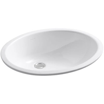 KOHLER Caxton Vitreous China Undermount Bathroom Sink in White with Overflow Drain - Super Arbor