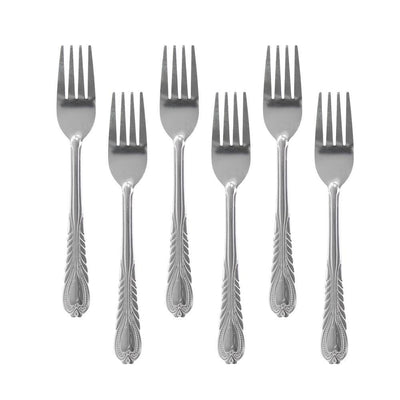 Jasper 6-Piece Silver Stainless Steel Dinner Fork Set (Service for 6) - Super Arbor