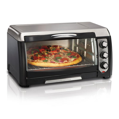 6 Slice Easy Clean Black Toaster Oven - Super Arbor