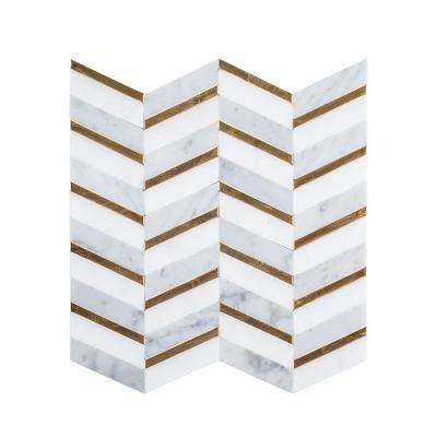 Jeffrey Court 
    Dreamcicle White 11.75 in. x 12.75 in. x 8 mm Chevron Natural Stone/Metal Wall and Floor Mosaic Tile - Super Arbor