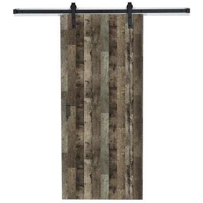 43 in. x 84 in. x 1.375 Reclaimed Oak Y0302-12 Wood Solid Core Laminate Flush Barn Door with Hardware Kit - Super Arbor