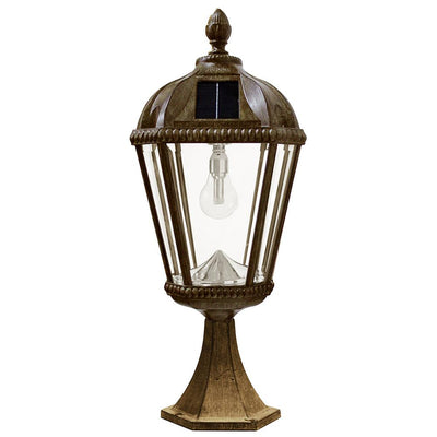 Royal Bulb Series Outdoor Weathered Bronze Integrated LED Solar Powered Post Light on Pier Base - Super Arbor