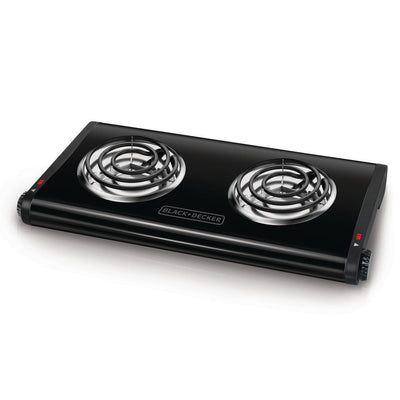 2-Burner 12 in. Black Hot Plate with Temperature Controls - Super Arbor