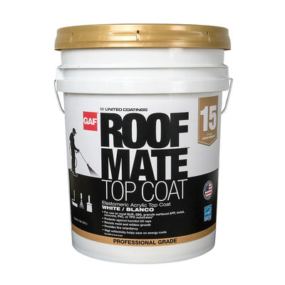 Roof Mate Top Coat 5 Gal. White Acrylic Reflective Elastomeric Roof Coating (15-Year Limited Warranty) - Super Arbor