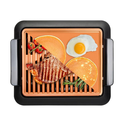 234 sq. in. Black Copper Non-Stick Ti-Ceramic Smoke-less Electric Indoor Grill & Griddle - Super Arbor