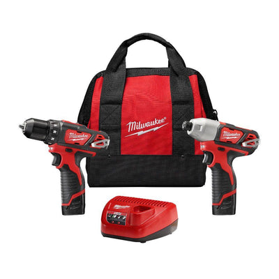 M12 12-Volt Lithium-Ion Cordless Drill Driver/Impact Driver Combo Kit (2-Tool) w/(2) 1.5Ah Batteries, Charger, Tool Bag - Super Arbor