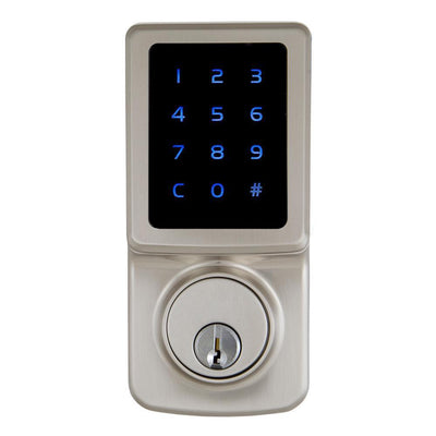 Satin Nickel Single Cylinder Electronic Touchscreen Deadbolt - Super Arbor