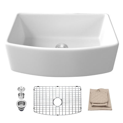 Fireclay 30 in. Single Bowl Farmhouse Kitchen Sink - Super Arbor