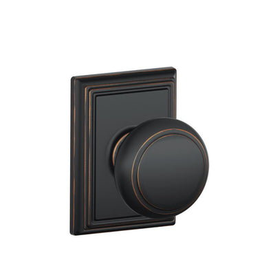 Andover Aged Bronze Passage Hall/Closet Door Knob with Addison Trim - Super Arbor