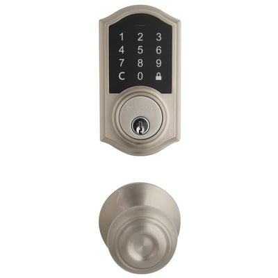 Satin Nickel Castle Electronic Single Cylinder Neo Touch Deadbolt with Hartford Passage Knob Combo Pack - Super Arbor