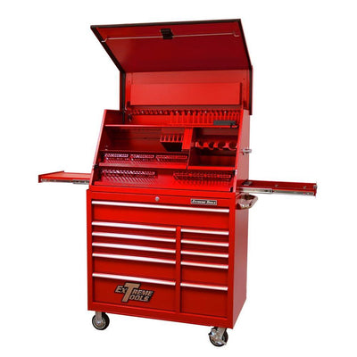 41 in. 11-Drawer Tool Chest and Cabinet Combo in Red - Super Arbor