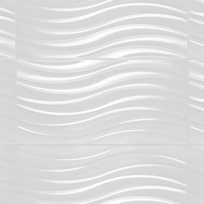Merola Tile Silueta Blanco Brillo 12-3/8 in. x 24-7/8 in. Ceramic Wall Tile (15.42 sq. ft. / case) - Super Arbor
