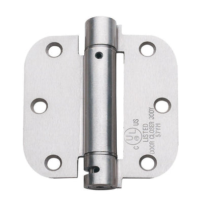 3.5 in. x 3.5 in. Satin Nickel Steel Spring Hinge with 5/8 in. Radius (Set of 2) - Super Arbor