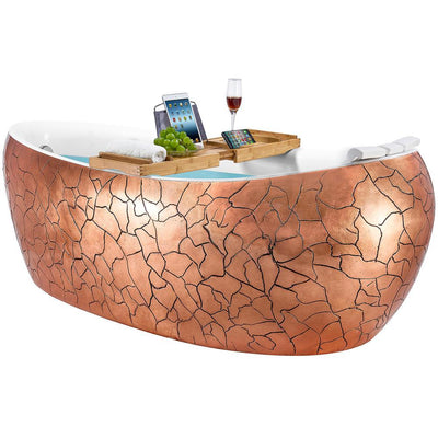 Freestanding Bathtub 69 in. Fiberglass Flat Bottom Bathtub Modern Stand Alone Tub Luxurious SPA Tub in Rose Gold Acrylic - Super Arbor