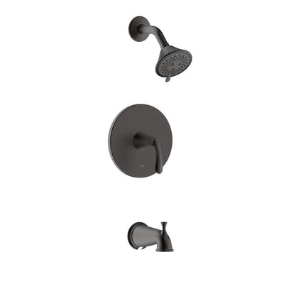 Arts et Metiers Single Handle 3-Spray Regular and Massage Tub and Shower Faucet with Rough-In Valve in Oil Rubbed Bronze - Super Arbor