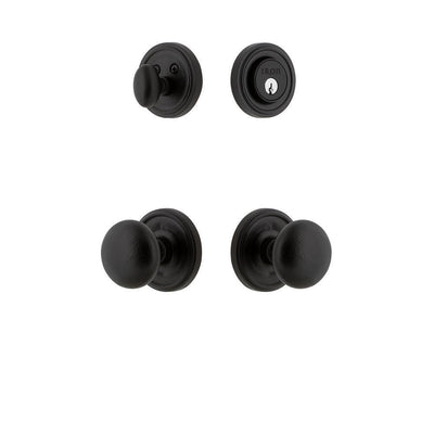 Loch Rosette Black Iron Door Handleset Combo Pack with Keep Door Knob - Super Arbor