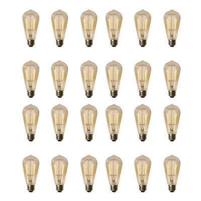 Feit Electric 60-Watt ST19 Dimmable Incandescent Amber Glass Vintage Edison Light Bulb with Cage Filament Soft White (24-Pack) - Super Arbor