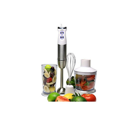 Multi-Purpose Immersion Hand Blender Set 500-Watts, Stainless Steel, 6-Speed Control, Includes Attachments - Super Arbor