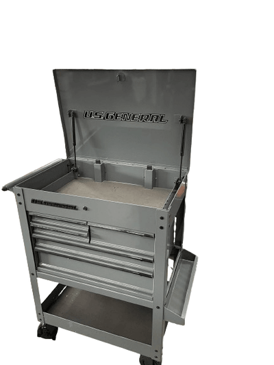 U.S. GENERAL 30 in. 5 Drawer Mechanics Cart, Slate Gray - Super Arbor